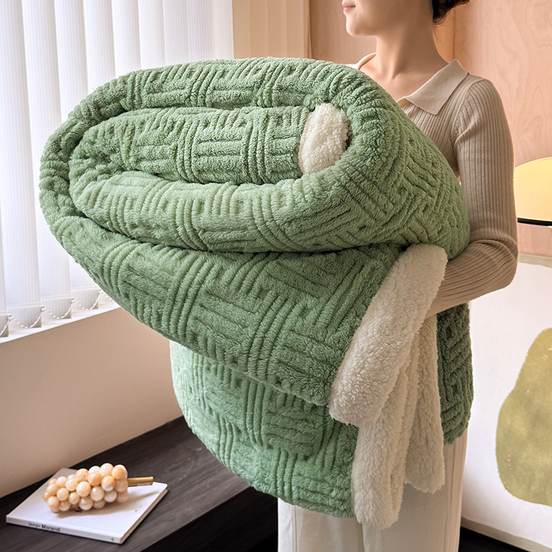 Picture of Double-layer Blanket Winter Office Shawl Blanket Single Double-sided Coral Fleece Sofa Blanket Children Nap Blanket