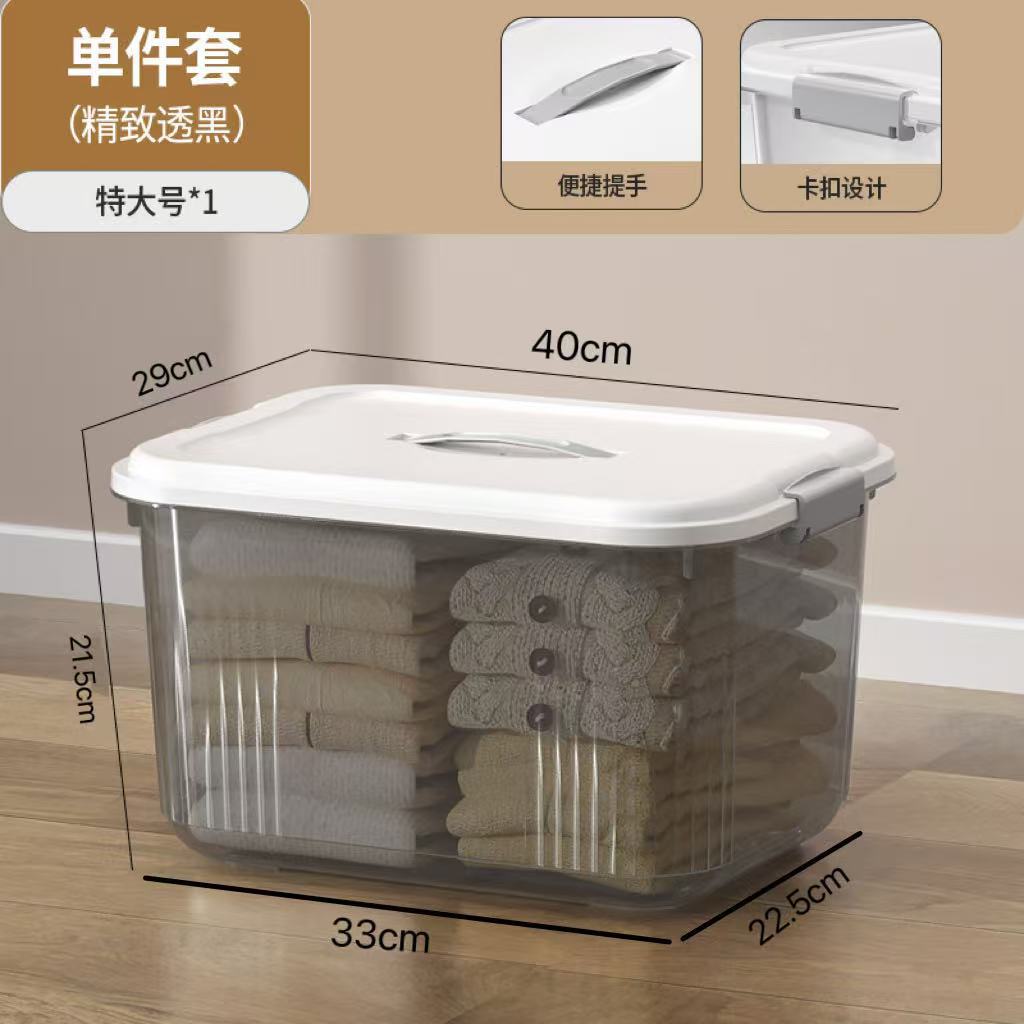 Picture of Transparent Storage Box Plastic Box with Lid Satchel Storage Box Large and Small Clothing Storage Box Organizer Box with Lid