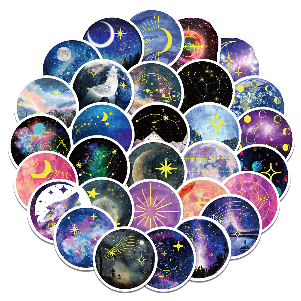 50 starry moonlight moonlight graffiti stickers scooter luggage water cup mobile phone waterproof PVC stickers