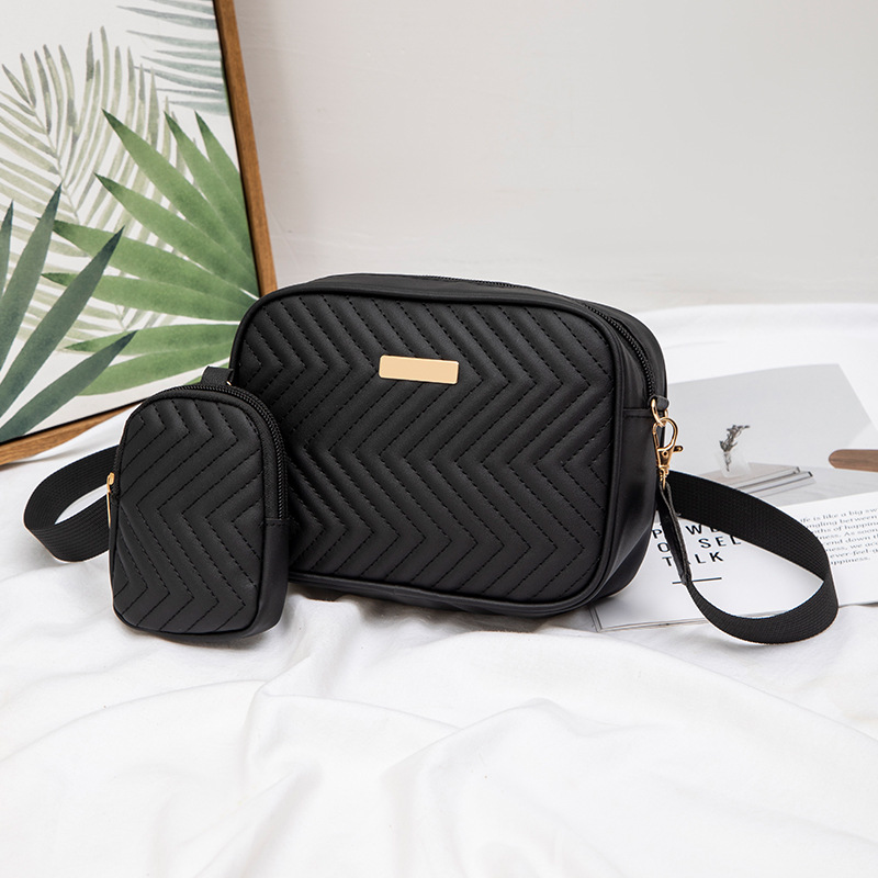 Picture of Ladies Bags Cross-border Fashion Women's Bag Distinctive Embroidered Small Square Bag Wide Shoulder Strap with Mini Coin Purse Batch