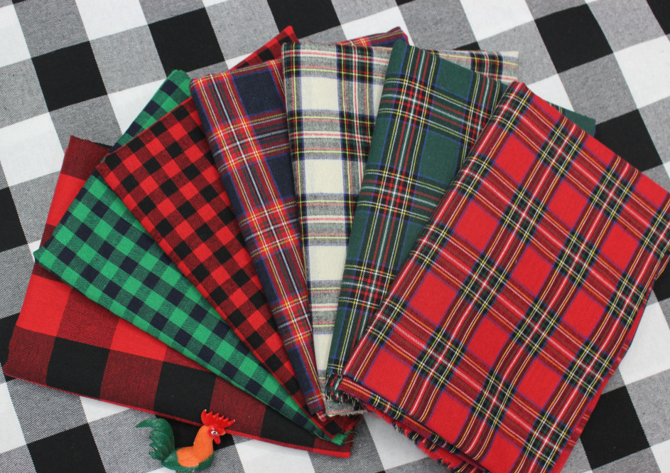 Christmas Red, Black and Green Plaid Fabric Shirt Fabric School Uniform Skirt Table Cloth Crafts Cloth Bag Fabric Accessories