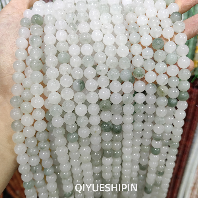 Tian Shan Cui round beads ice Jade loose beads natural jade round beads handmade diy bracelet jewelry accessories in stock wholesale