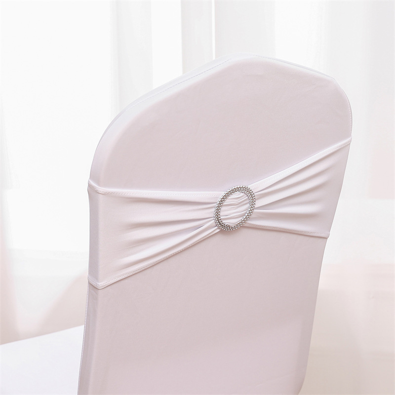 Picture of Backrest Flower Stretch Chair Cover Bow Banquet Decoration Free Wedding Ribbon Wedding Hotel Ribbon Stool Strap