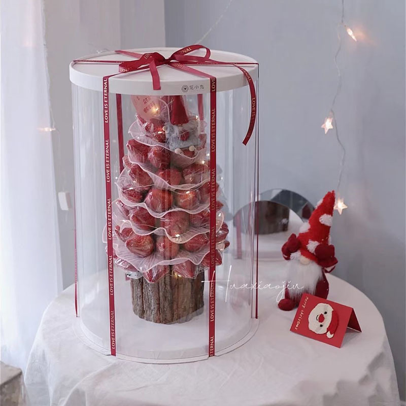 Flower Shadow Transparent Round Cake Box PVC Transparent Flower-arranging Gift Box Internet Celebrity Proposal Birthday Baking Flower Gift Box