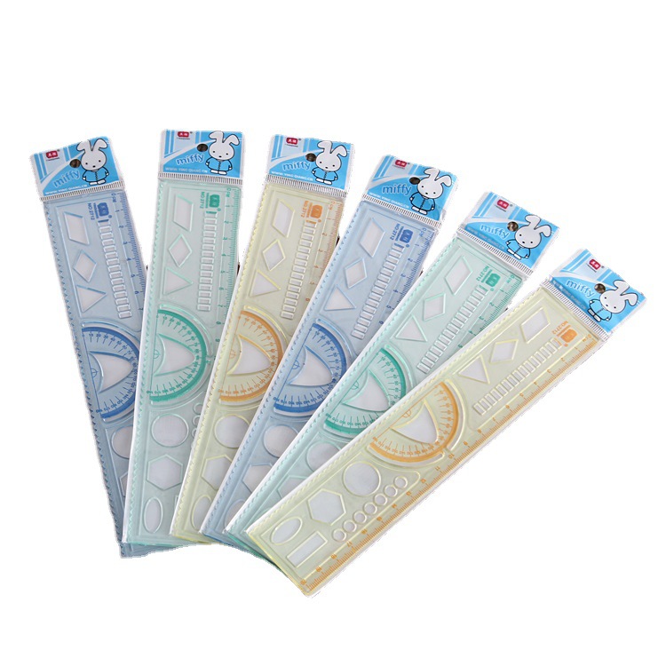 Picture of Wholesale creative 20cm ruler student stationery multifunctional four-in-one ruler learning painting office hollow ruler