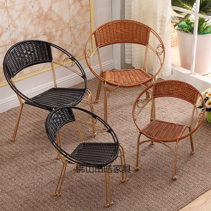 balcony rattan chair backrest chair children adult home economical armrest backrest home courtyard outdoor rattan chair factory