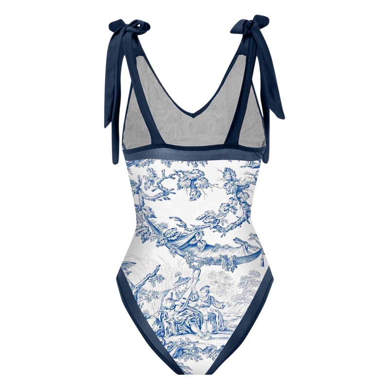 2023 European and American New Style Swimsuit Women's Tight Slim Retro Foreign Trade Strap Swimsuit suit Dress