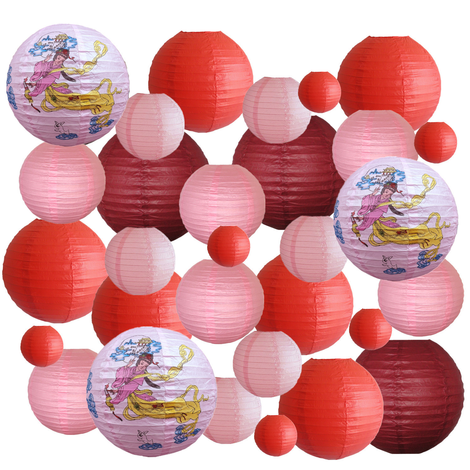 Picture of Spring, Summer, Autumn and Winter Colorfulful Paper Lanterns Round Foldableable Paper Art Combination Set Hanging Lanterns