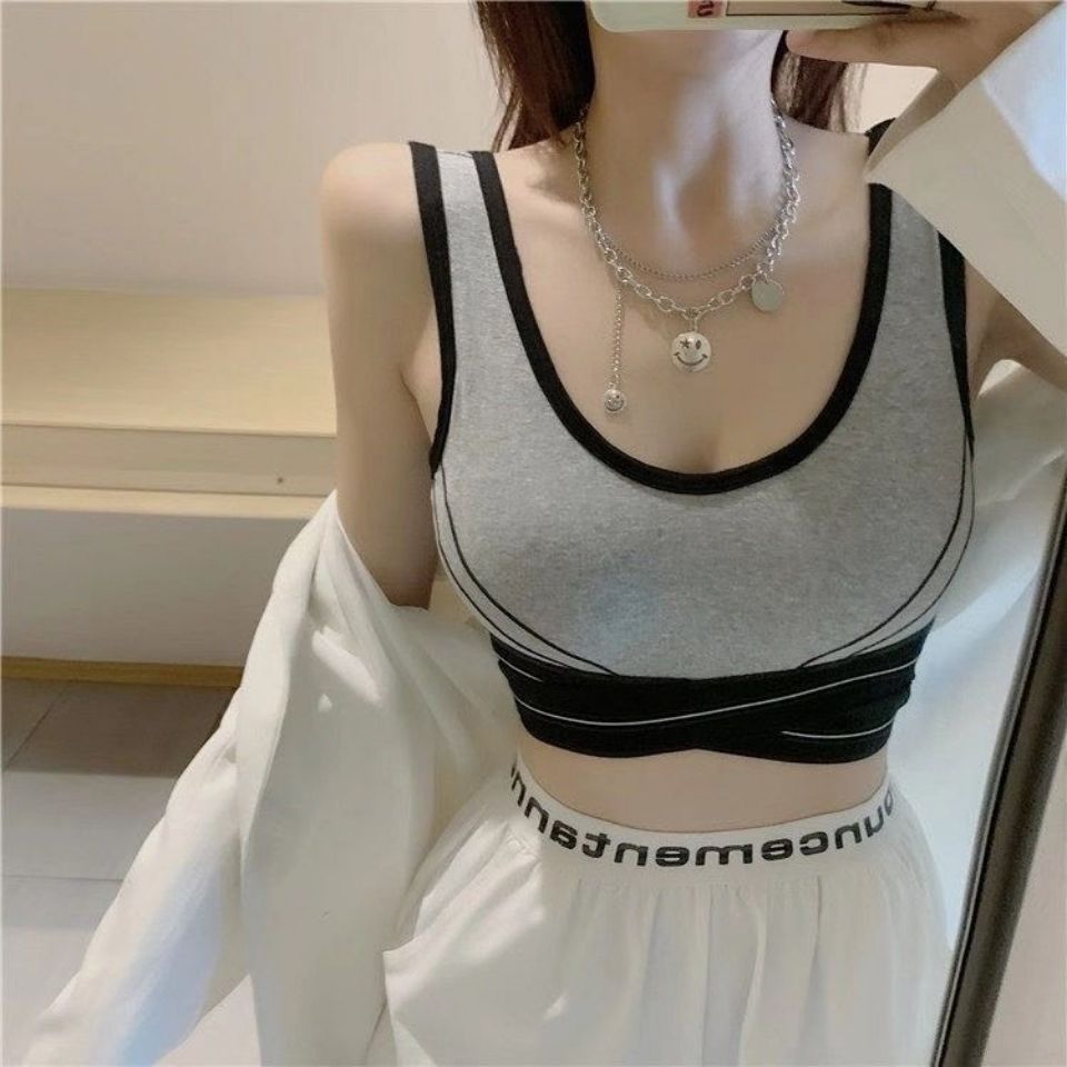 Sports underwear running big chest shockproof anti-drooping beauty back underwear online popular outer wear wrapped bra push up chest lifting