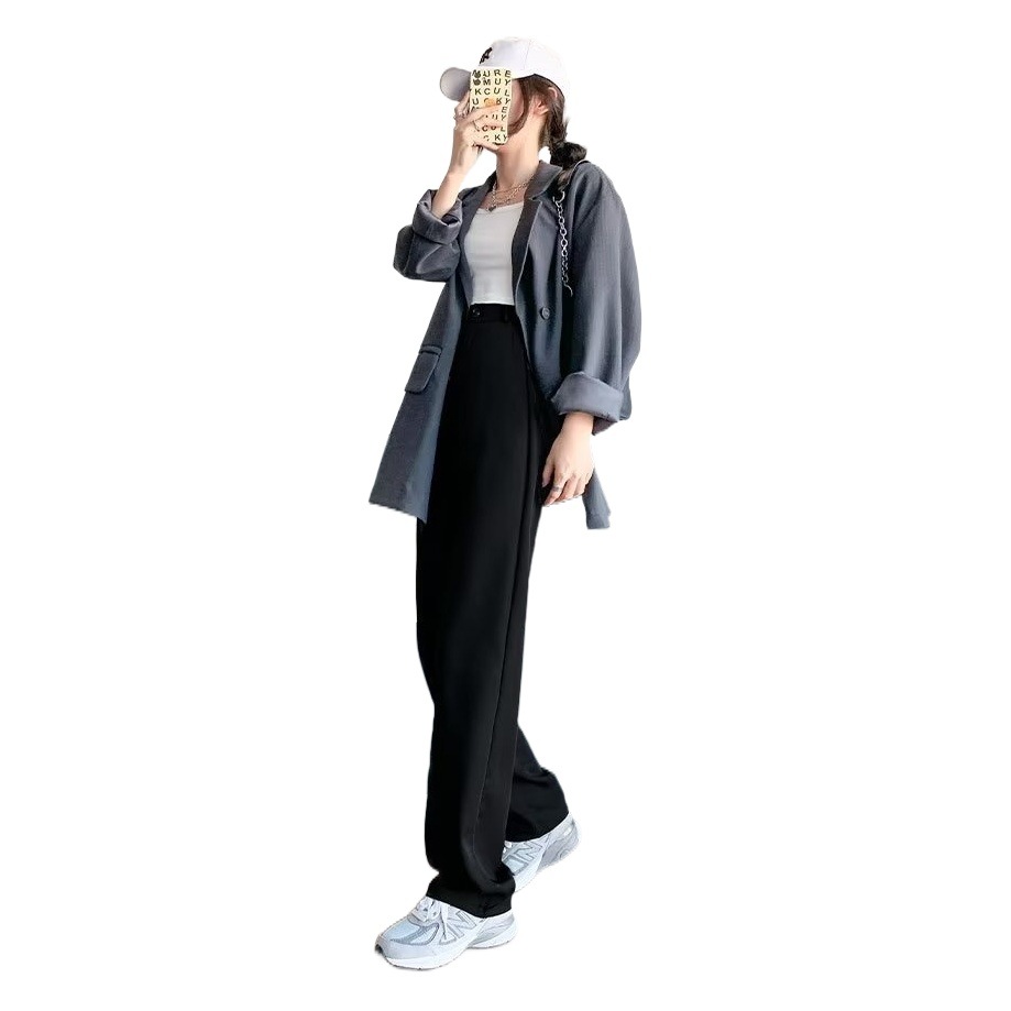 Wide Leg Pants Women's High-end Draping Summer 2023 New Loose Straight Black Suit Pants Fashion Casual Floor Pants