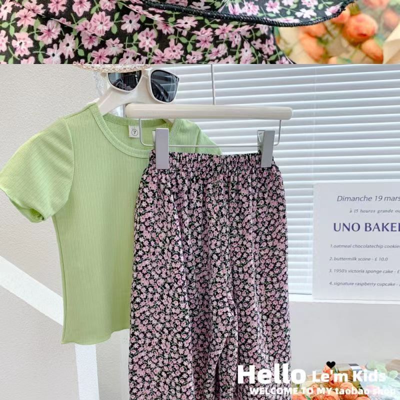Picture of Summer new girls' pastoral style candy color cold casual trendy mosquito-proof sun protection lightweight holiday floral straight pants