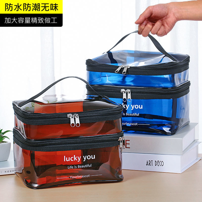 Picture of Cosmetic Bag for Women, Large Capacity, Portable Toiletry Bag, Waterproof Cosmetic Travel Storage Bag, Wholesale, Transparent, Simple Style
