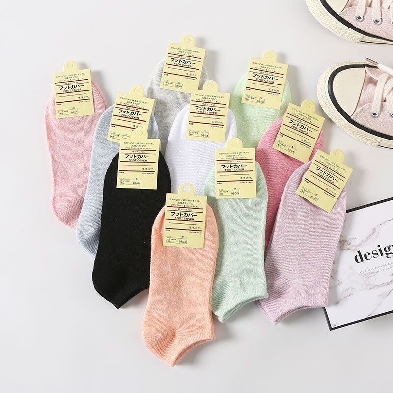 Solid Color Women's Boat Socks Colored Cotton Women's Socks Candy Color Women's Socks Stall Plus Size Cotton Socks Gift Short Socks