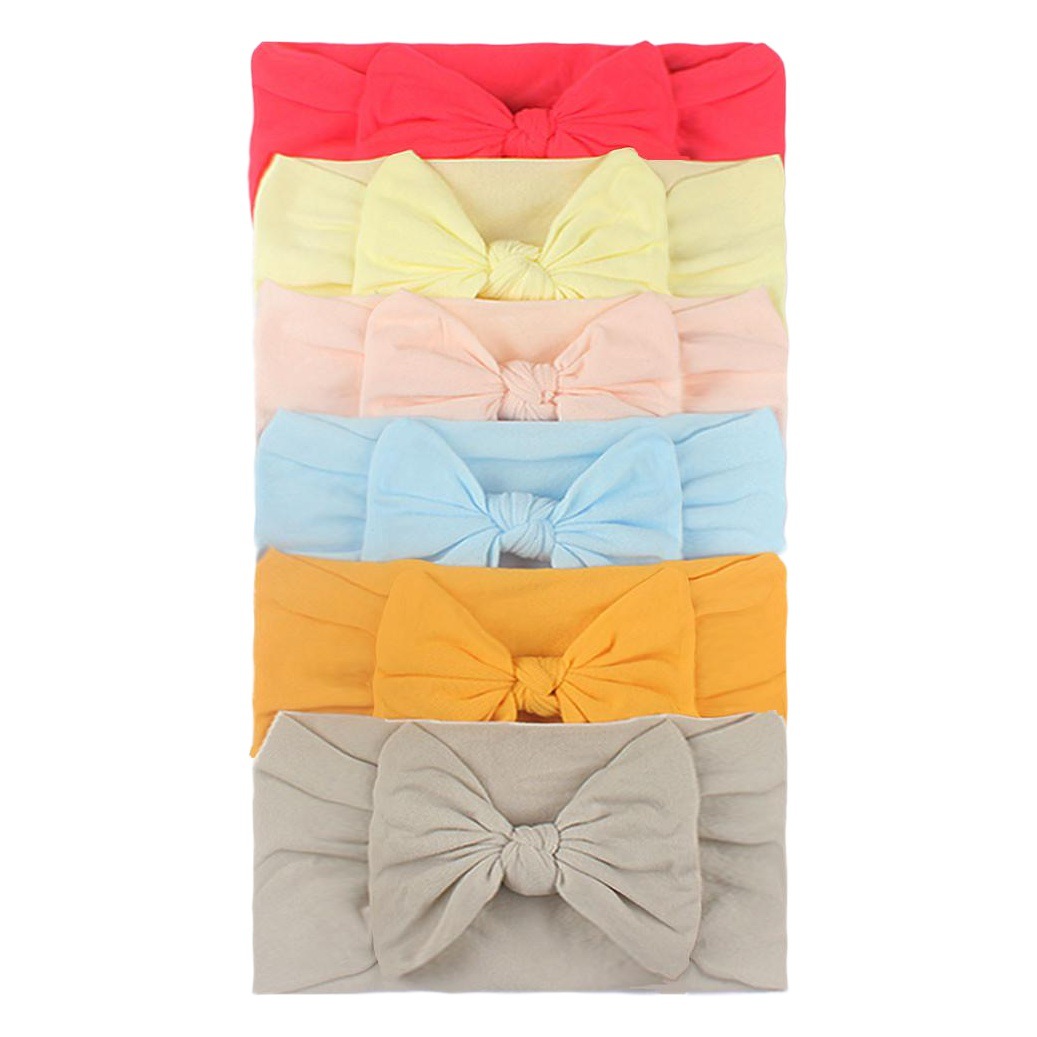 6Pcs Nylon Bow Kidsren's Princess Headband European and American Creative Soft Texture Baby Headband Kidsren's Headwear