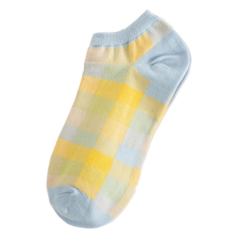 Plaid socks women ins tide thin Japanese cute boat socks cotton spring and summer college style shallow mouth socks wholesale