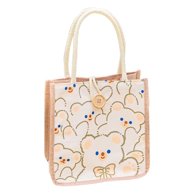 Handbag portable large capacity eco-friendly shopping bag linen lunch bag canvas lunch bag casual women's bag wholesale