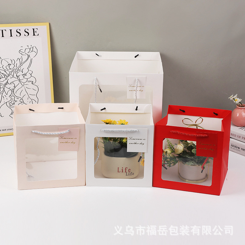 Square Gift Packaging Bag, Flower Gift Bag, Cake Baking Packaging, Transparent Handbag, Valentine's Day Gift Box