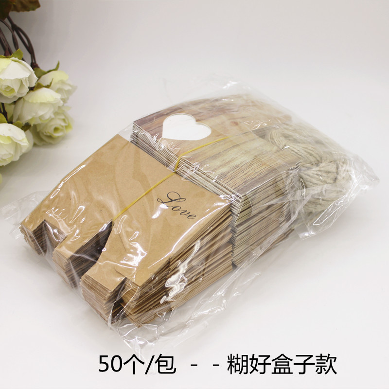 Picture of Love Heart-Shaped Kraft Paper Box Small Square Box European Gift Box Heart Wedding Candy Box Gift Box Personalized DIY Wedding