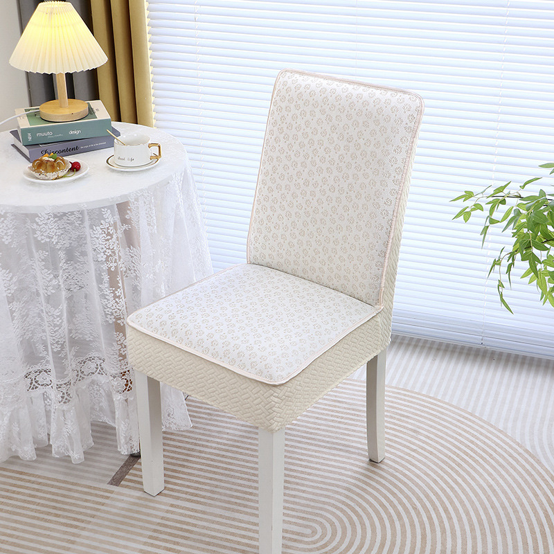 Elastic Chair Cover Simple Chinoiserie All-Inclusive Dining Chair Cover Seat Cushion Backrest Integrated Quilted Non-Slip Universal Cushion