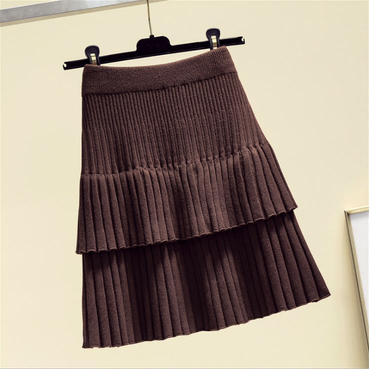 Picture of Trendy Autumn Skirt Korean Style Women's High Waist Cake Skirt Pleated Skirt Knitted Spring and Autumn Women's Stitching Short Skirt