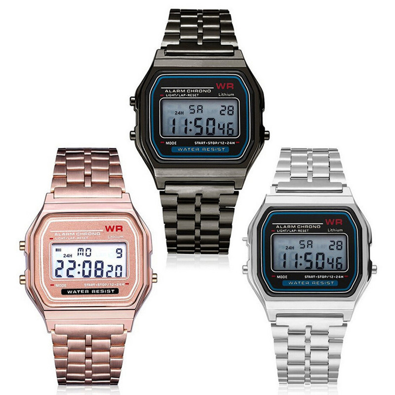 Picture of 2023 steel belt led electronic watch ultra-thin gold and silver Cold Light watch F91W steel belt Harajuku style fashion multi-function table
