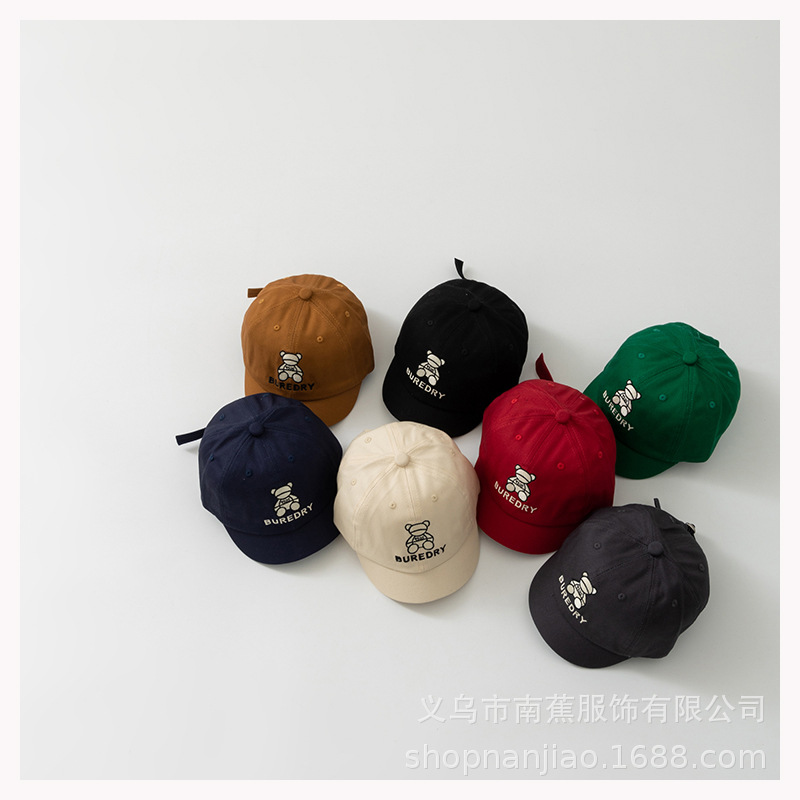 Baby's Hat Spring Short-brim Cap Embroidered Cubs Cute Western Style Boys and Girls Cotton All-match Baseball Cap