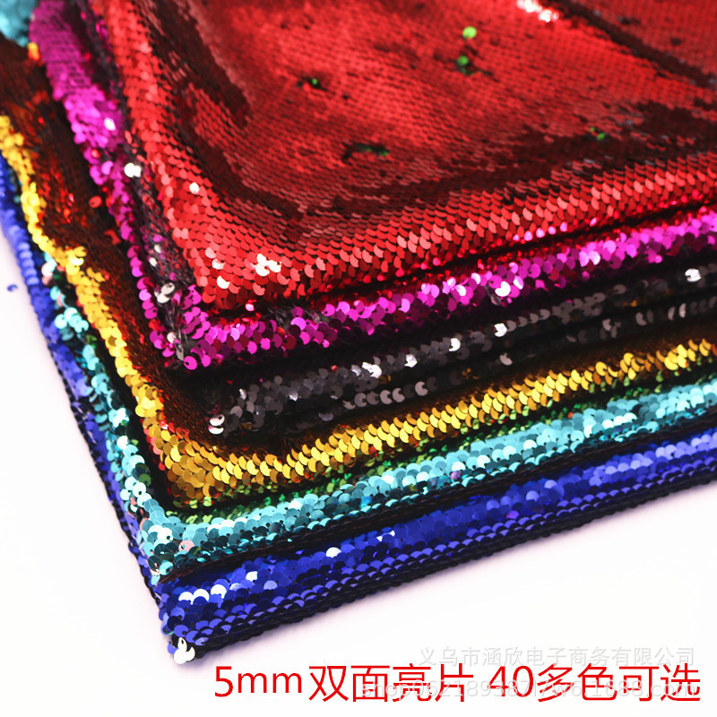 5mm Double Color Flip Bead Fabric 5 PCT Double Sided Sequin Embroidered Fabric Colorful Clothing Student Stage Clothing Decoration