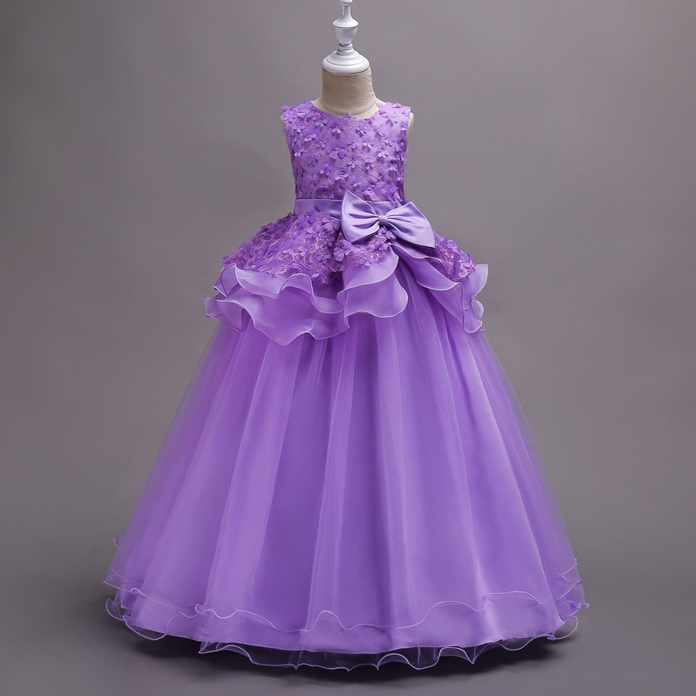 Picture of South Korea Children's Sleeveless Mop Dress Wedding Dress Flower Children's Dovetail Dress Girl's Host Evening Princess Dress