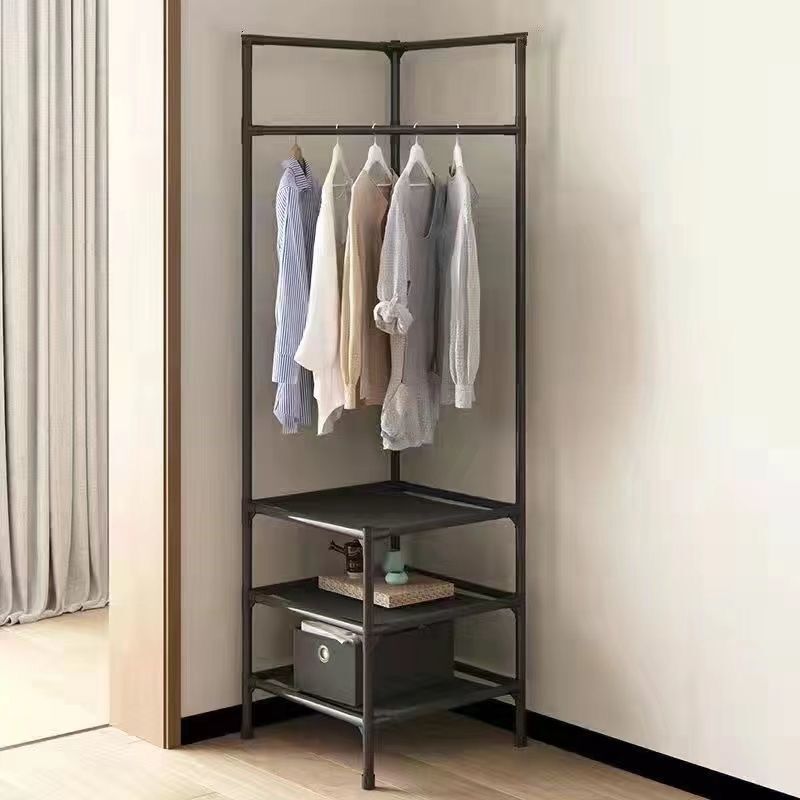 Corner Clothes Hanger Floor-Standing Household Coat Rack Bedroom Bedside Clothes Hanging Bag Shoe Rack Integrated Multi-Layer Storage Rack