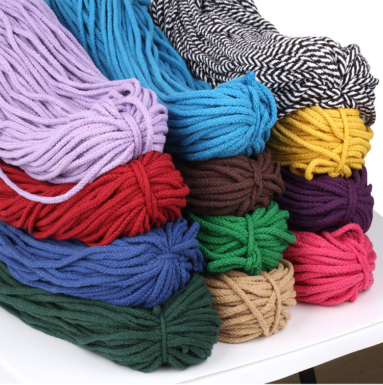 Sweatshirt hat rope drawstring trouser belt cotton cord artificial DIY woven cotton rope color binding rope belt decoration