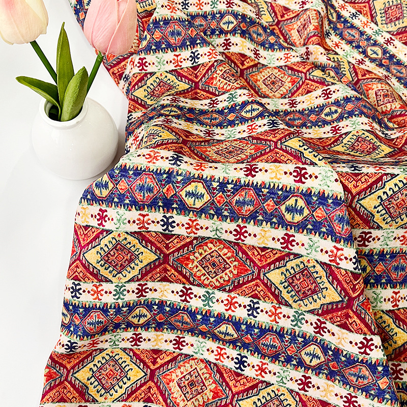 Ethnic Style New Chinese Digital Print Fabric Brocade Cotton Fabric Cheongsam Dress Top Hanfu Fabric 1.0m Price