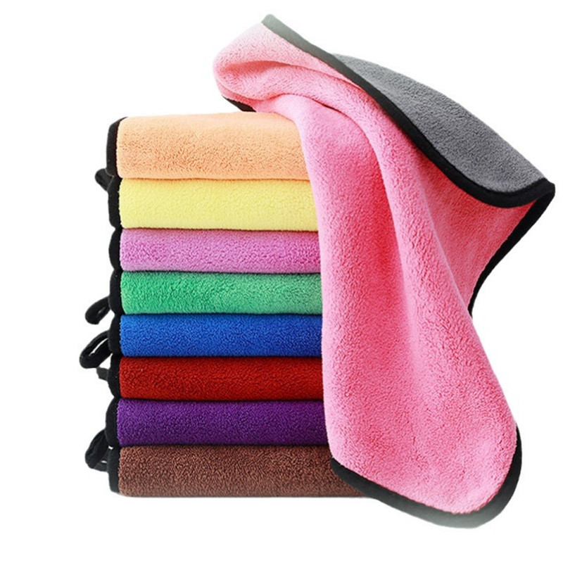 Color 25*25CM coral fleece car wash cloth car double color double-sided high density coral fleece absorbent thick towel