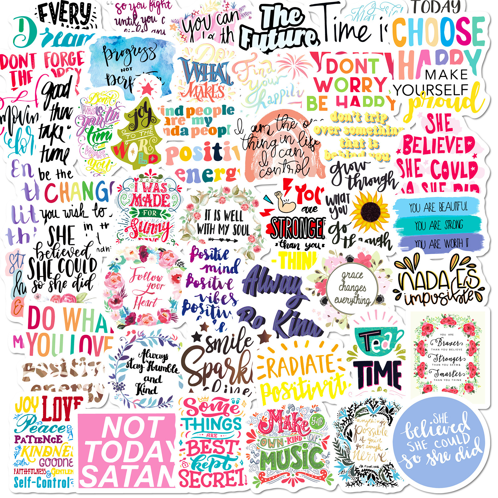 50 small size 4cm English phrase graffiti stickers helmet mobile phone locomotive computer decoration stickers wholesale