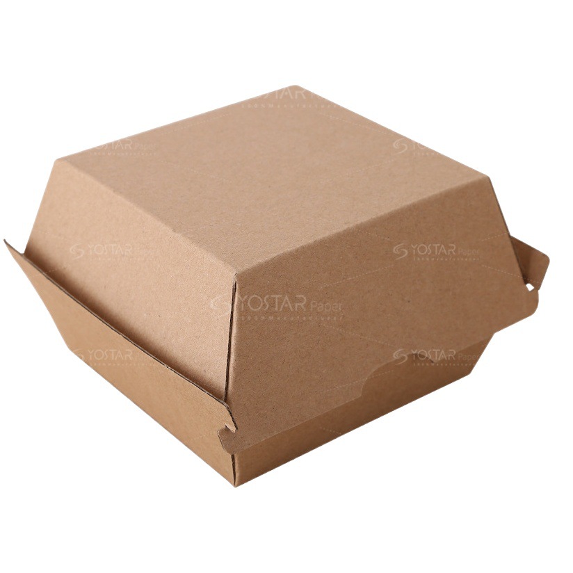 Hamburger Corrugated Box Foldable-Free Disposable Takeaway Paper Hot Dog Box Fried Chicken French Fries Snack Packaging Box
