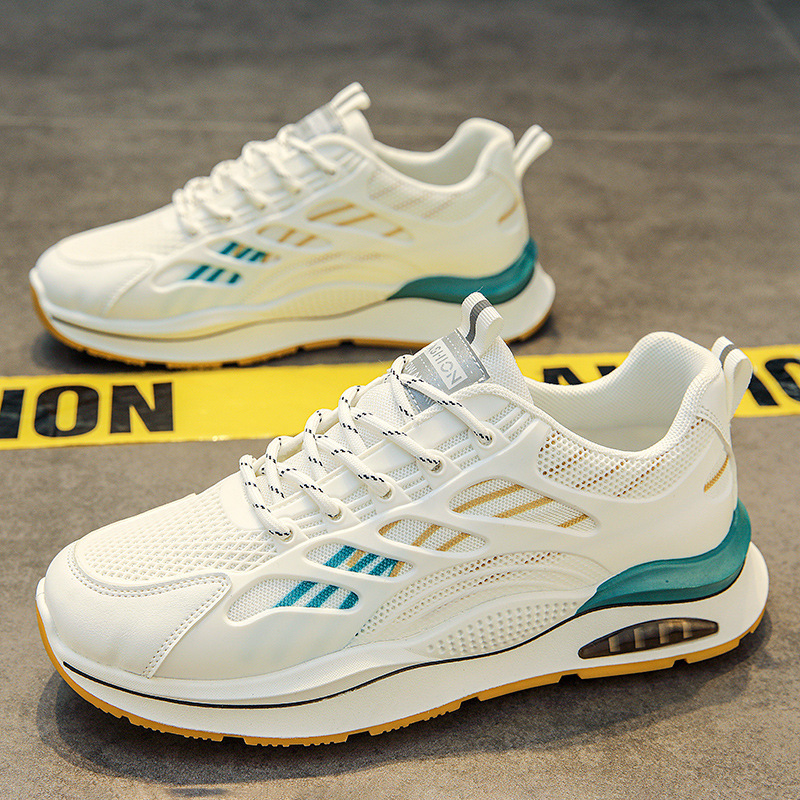 Men's Shoes Summer Breathable 2025 New Youth Sports Shoes Mesh Running Casual White Thick-Soled Dad Trendy Shoes
