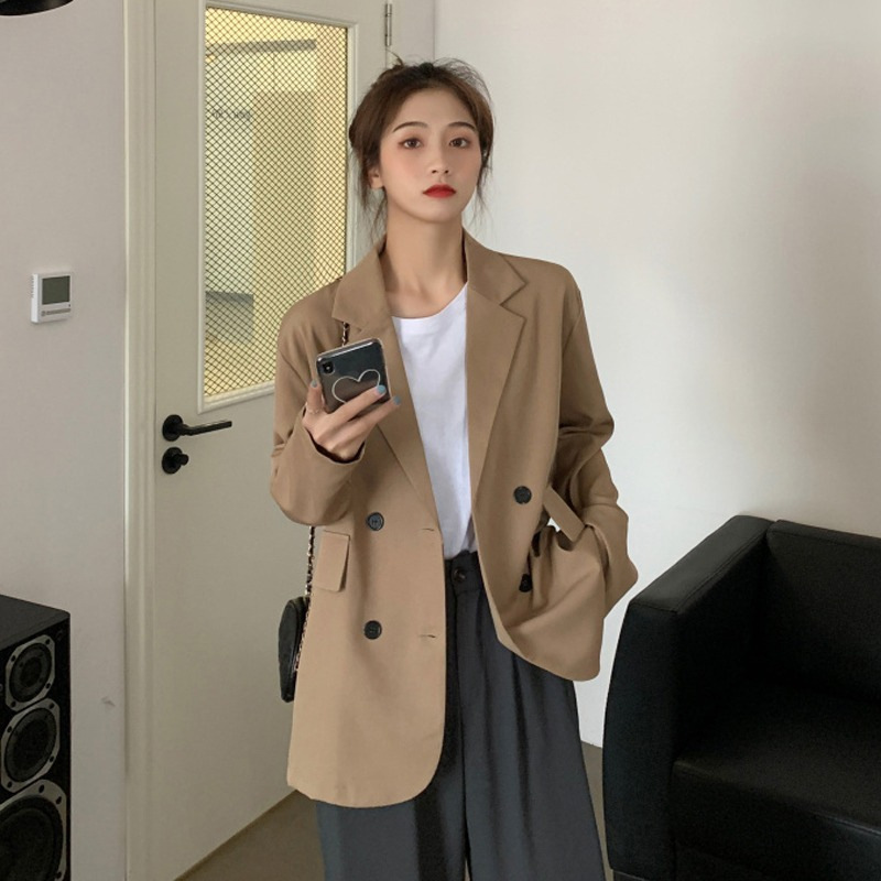 Black Suit Jacket Women's 2023 Spring and Autumn New Korean Style Loose Elegant All-match Long Sleeve Suit Top Ins