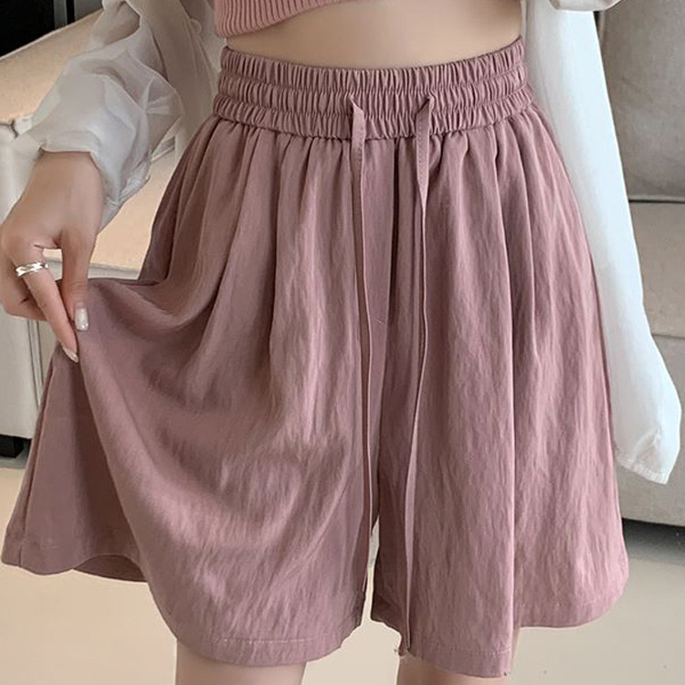 Ice Silk Dipped Shorts Girls Summer Thin Loose-fit Waist plus size Straight Cool Straight Simple Wide-leg Pants