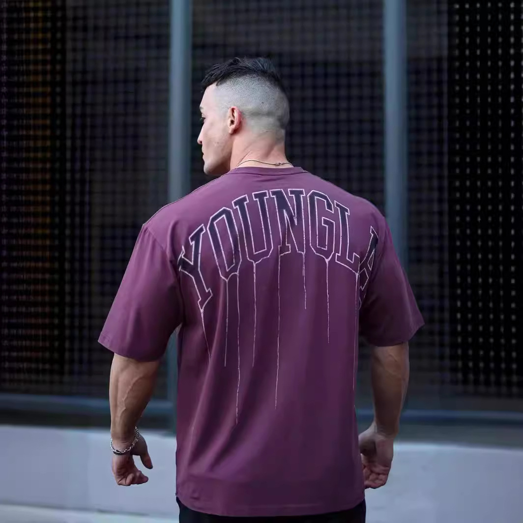 Cross-border New Trendy Brand Men's Summer Short-sleeved Men's Loose T-shirt Men's Cotton Round Neck Leisure Fitness Sports T-shirt Trendy Men's