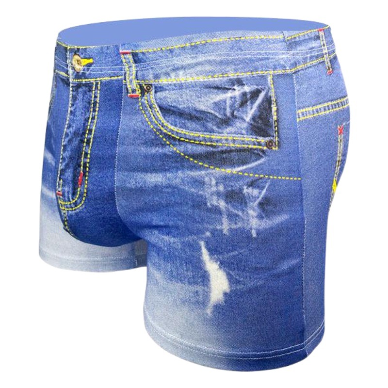 Denim printed men's underwear cotton three-dimensional waist sexy boxers cross-border supply breathable foreign trade wholesale