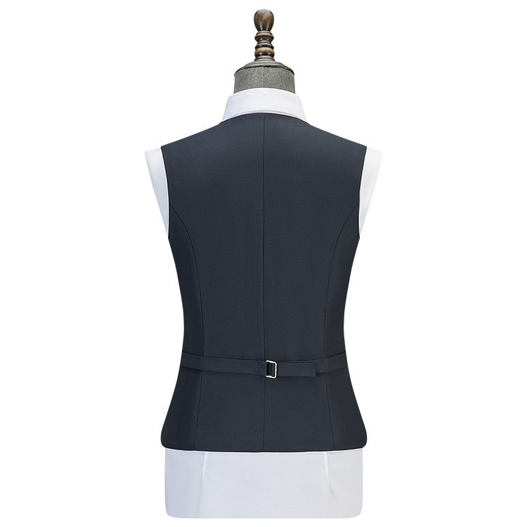 Picture of Classic navy blue Black Suit Women's Four-piece Set Yarn-dyed Faux-wool Single-breasted Dress Vest Coat Suit Skirt