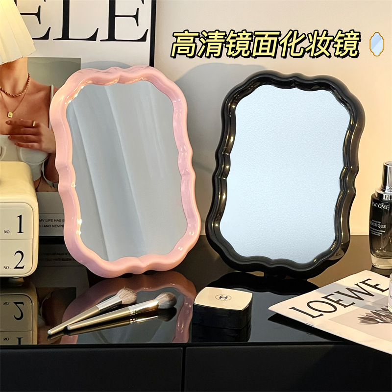 Picture of New flower mirror creative dormitory bedroom desktop high-value student dormitory makeup mirror desktop dressing mirror