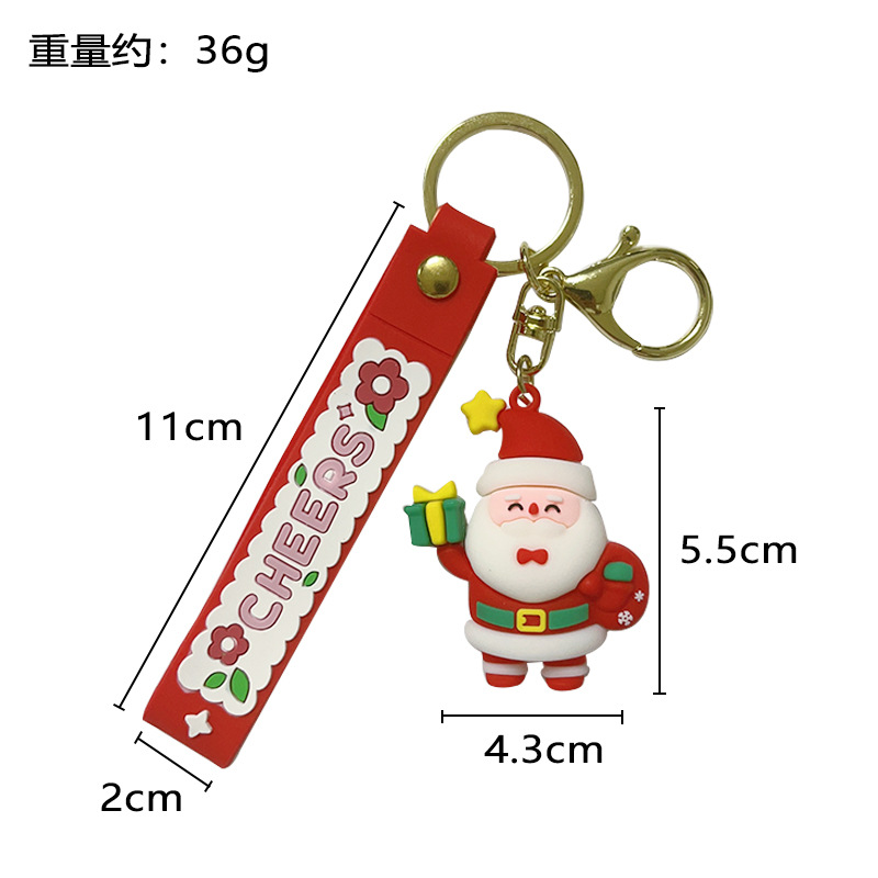 Picture of Cute Santa Claus keychain Christmas gift Christmas tree three-dimensional key chain Bell snowman elk wholesale