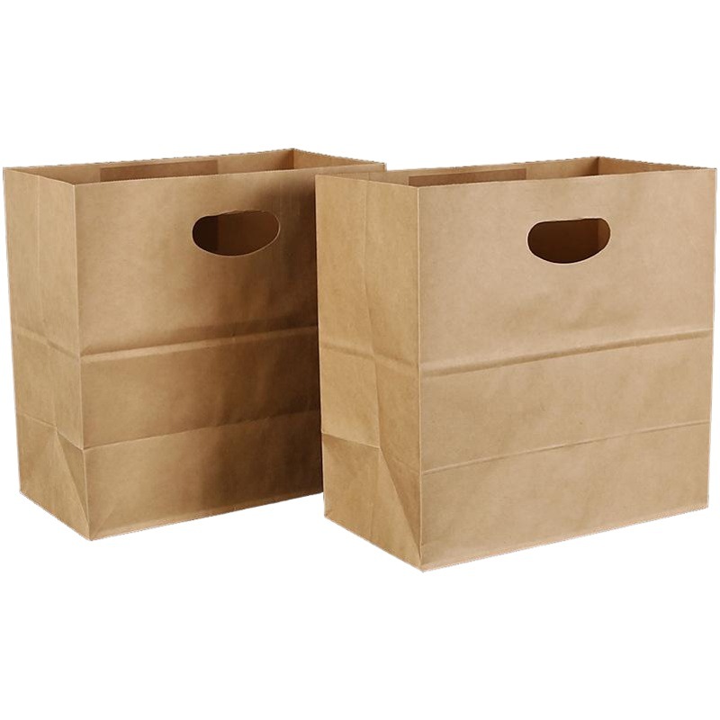 Kraft Paper Bag Handbag Take-out Packing Punching Button Hand Gift Bag Gift Bag Gift Box Custom-made Die-cut