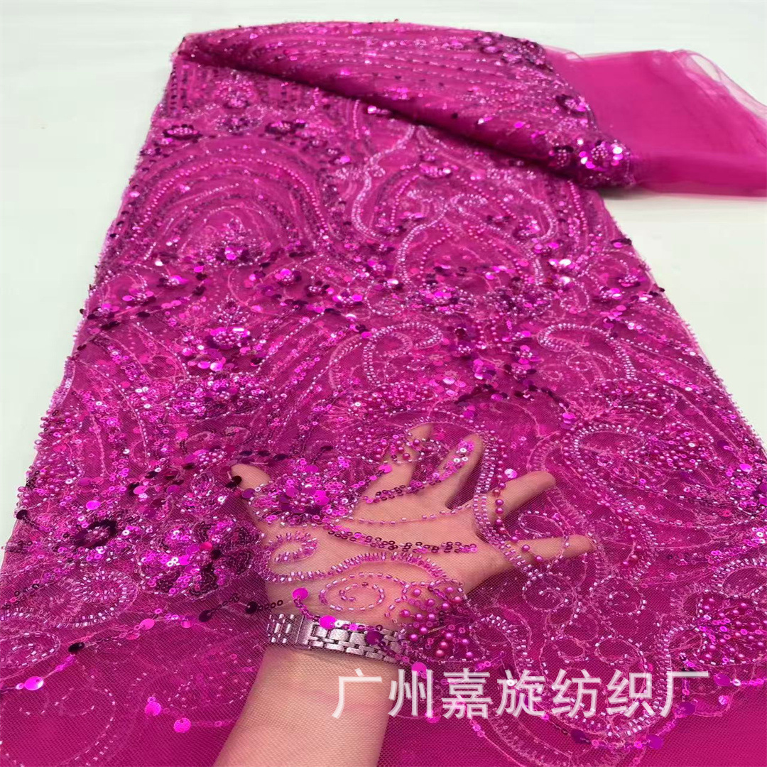 Taiwan lace sequins rope embroidered fabric mesh beads embroidered fabric women's shoes and hats luggage clothing skirt embroidered cloth
