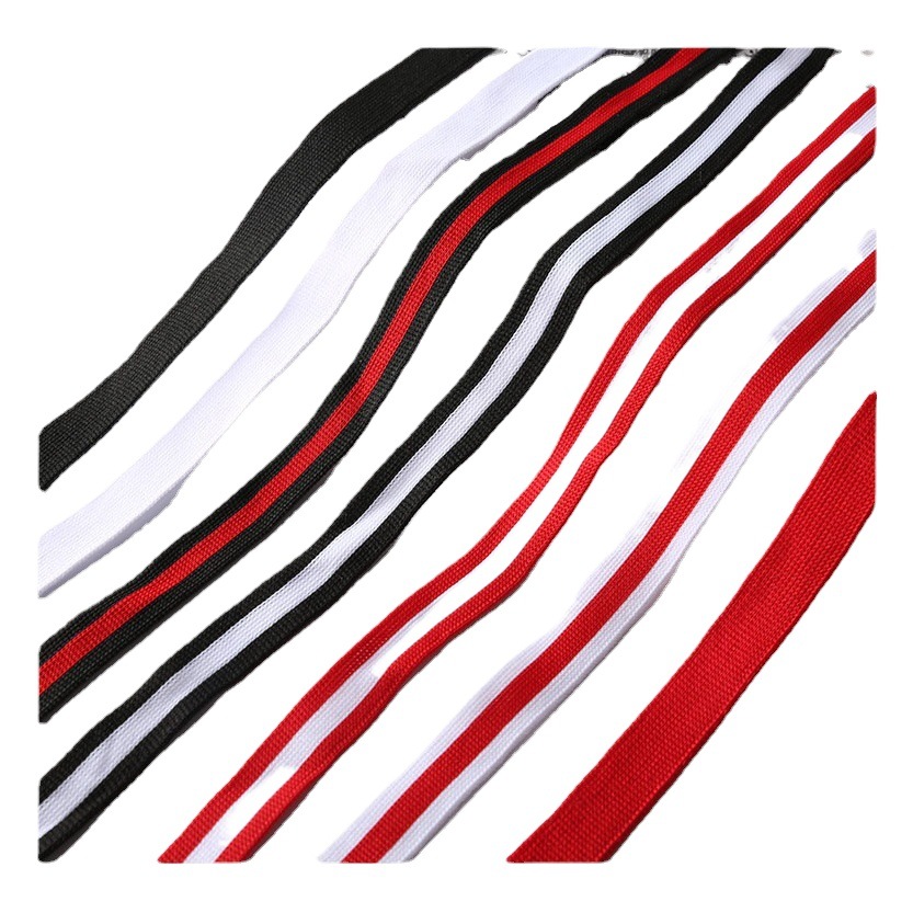 Red and White Color Striped Ribbon 1.5cm Horizontal Pull Polyester Knitted Ribbon Sports Pants Side Strip Clothing Accessories