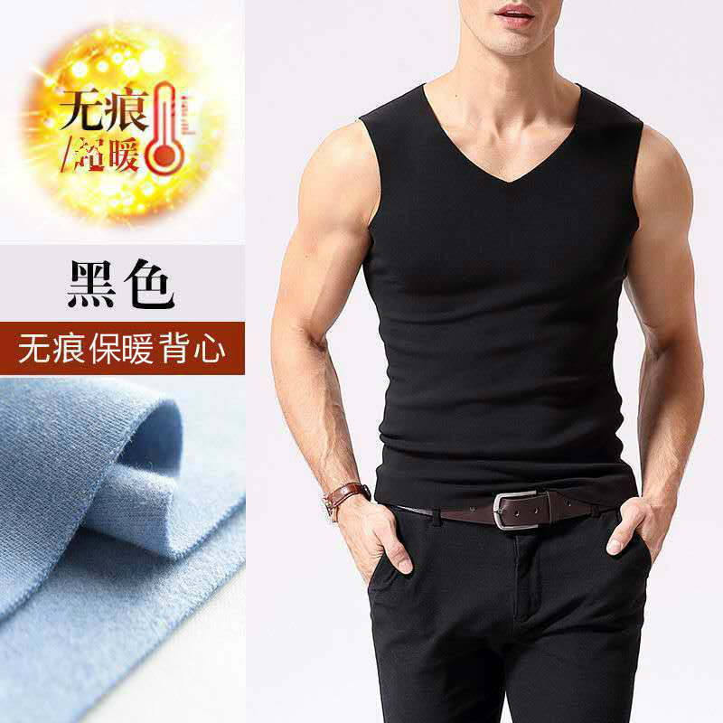 Picture of 2024 warm vest men's autumn and winter clothing close-fitting fleece-lined underwear men's vest base shirt double-sided velvet a generation of hair