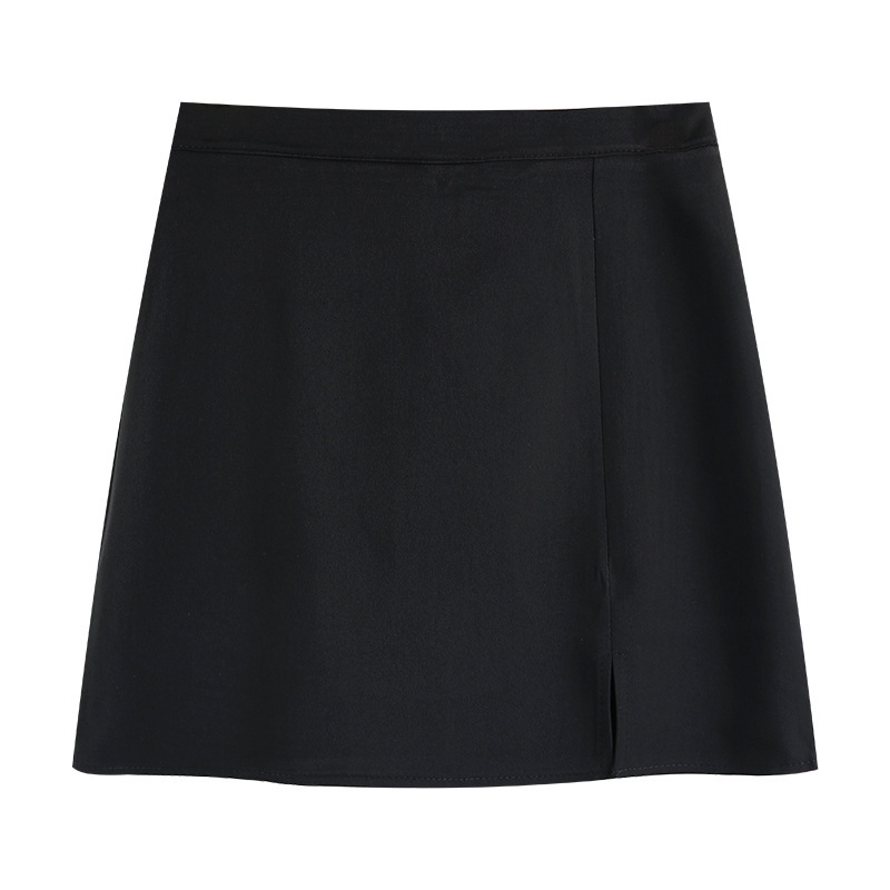Autumn 2024 New Black A- line Skirt Women's High Waist Split Short Skirt High-end Hip Suit Skirt