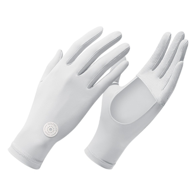 Sunscreen gloves palm hollow non-slip breathable women's summer outdoor driving sunscreen black ice silk riding gloves XG72