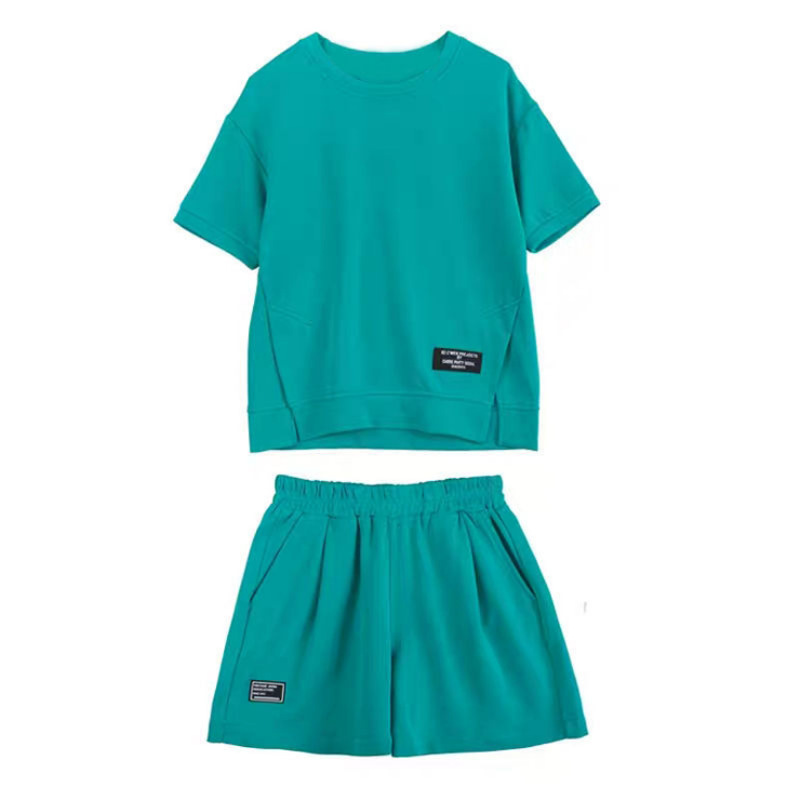 Picture of 2022 New Arrival Korean Style Fashionable Round Neck Short-Sleeved Wide-Leg Shorts Casual Running Two-Piece Sportswear Suit for Women