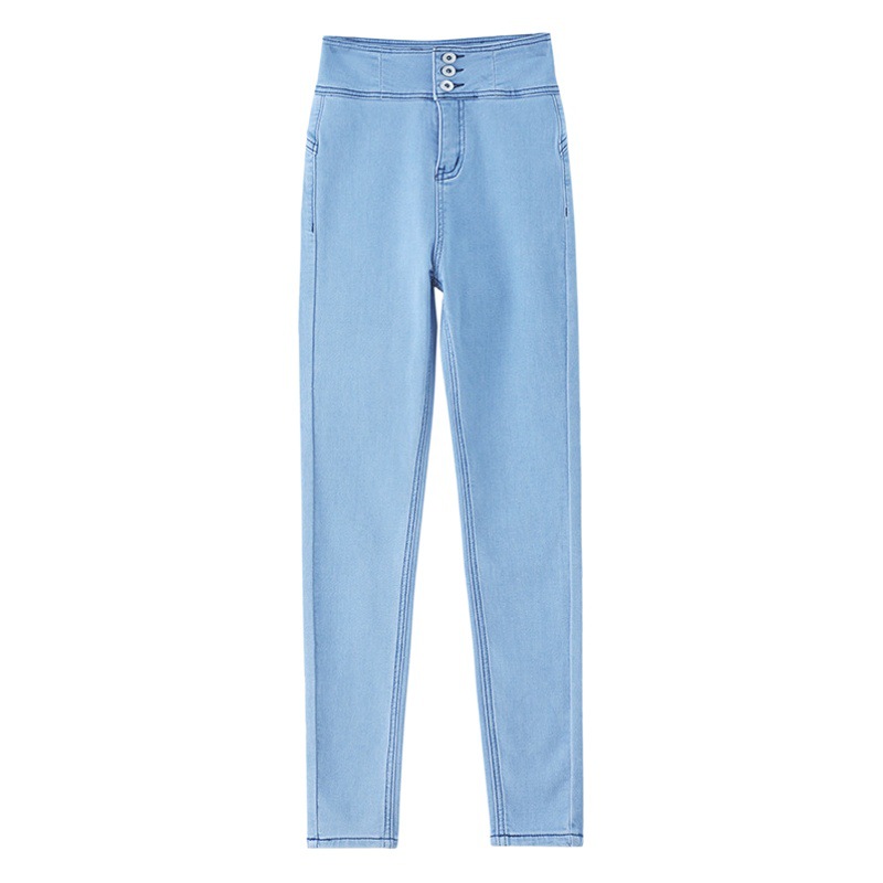 High-Waisted Button-Up Jeans for Women 2025, Peach Buttock Korean Style, Slim Fit, Hip-Lifting, Stretchy Skinny Pants, Harajuku Style